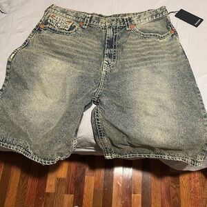 True Religion Blue Jean Shorts Vintage Distressed